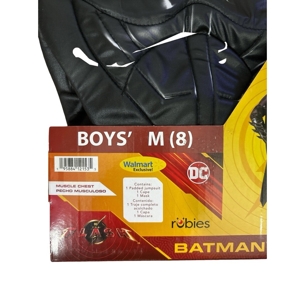Rubies Boys Muscle Chest Bat Emblem Batman Costume & Mask & Cape Size M 8 - Picture 2 of 4